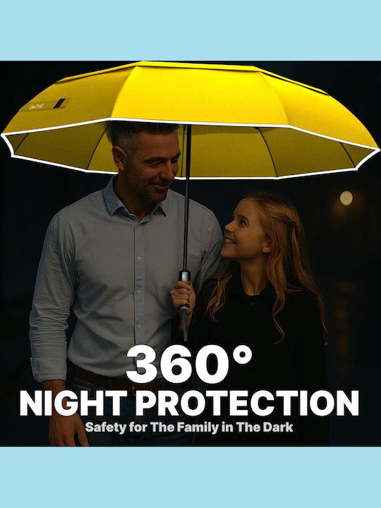 Royal Walk Rezistent la vânt Automat Umbrelă de ploaie Compact Galbenă