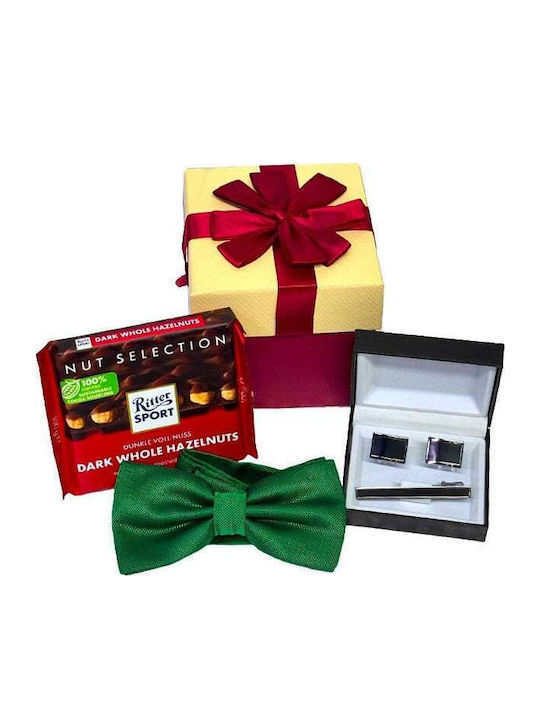 Set Cravate Papillon Bărbați Butoni De Manșetă Cravată Cusătură De Șa Ritter Sport Ciocolată 100g Verde