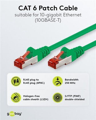 Goobay S/FTP Cat.6 (Gigabit) Καλώδιο Δικτύου Ethernet 0.5m Πράσινο