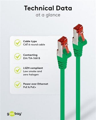 Goobay S/FTP Cat.6 (Gigabit) Καλώδιο Δικτύου Ethernet 0.5m Πράσινο