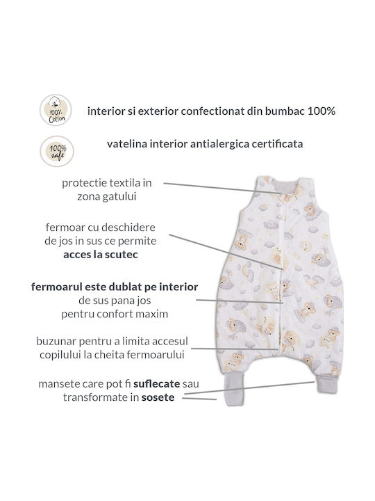 Kidizi De primăvară Sac de dormit 1 tog Alb
