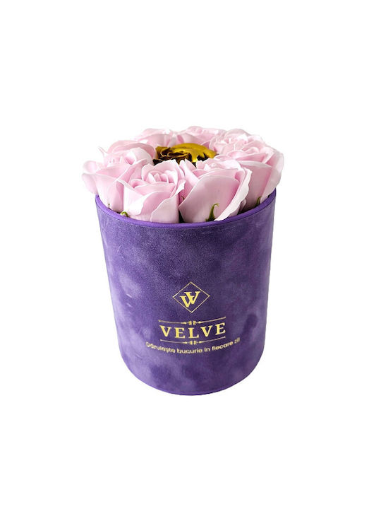 Velvet Package 9 Trandafiri Săpun În Cutie De Catifea Mov Cutie De Bijuterii Roz Auriu Suport De Bijuterii În Formă De Siluetă