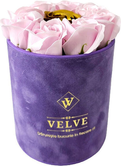 Velvet Package 9 Soap Roses In A Purple Velvet Box Pink Gold Jewelry Box Jewelry Holder In Silhouette Shape