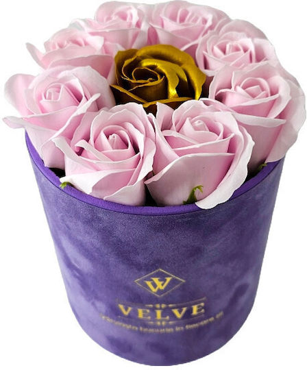 Velvet Package 9 Soap Roses In A Purple Velvet Box Pink Gold Jewelry Box Jewelry Holder In Silhouette Shape