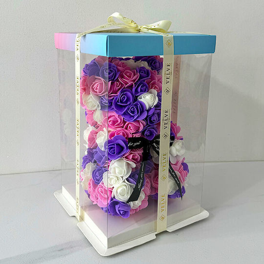 Floral Mosaic Ursuleț Spumă Trandafiri 25 Cm Decorat Manual În Cutie Cadou Mov-Liliachiu-Alb Floral Mosaic Ursuleț Spumă Trandafiri 25 Cm Decorat Manual În Cutie Cadou Mov-Liliachiu-Alb