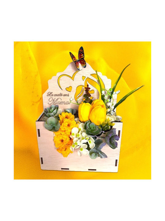 Aranjament Floral Envelo Flori De Săpun Hortensia Lalele Cerastium Plante Artizanale În Cutie Specială Din Lemn