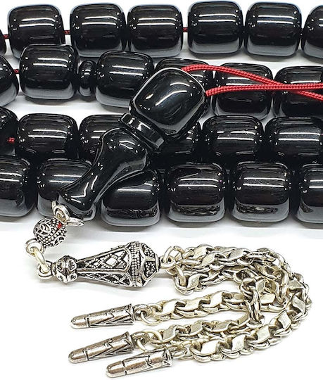 Roloi Komboloi Mastic Worry Beads with 33 Beads Black 43cm