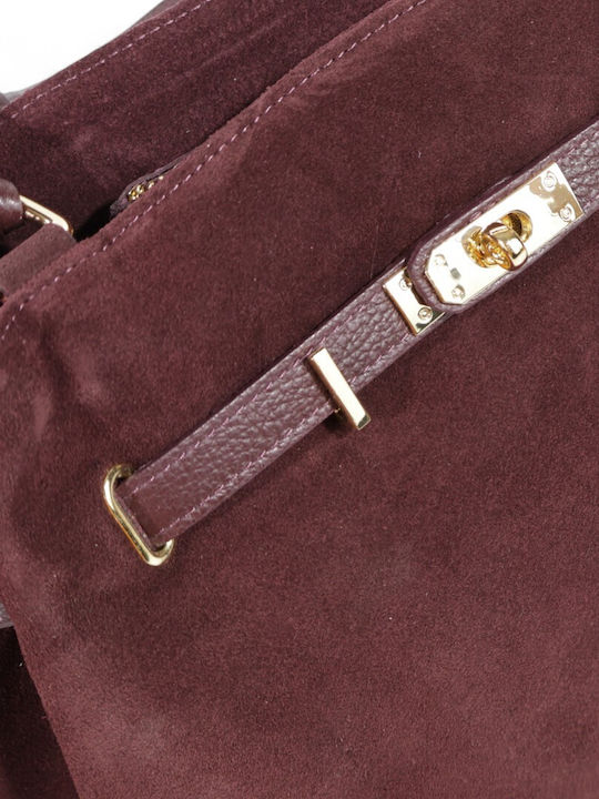 Passaggio Leder Damen Tote Tasche Wildleder Burgundisch