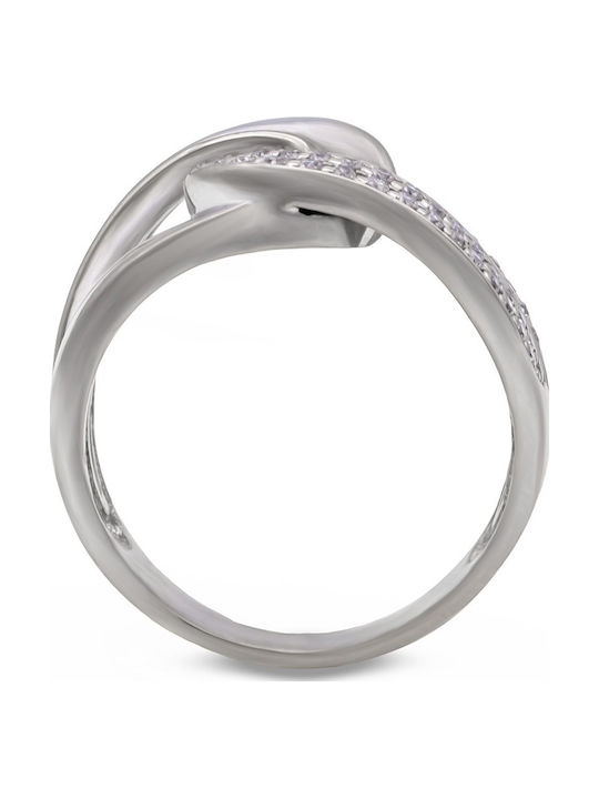 Savvas Design Ring with Diamond made of White gold 18K