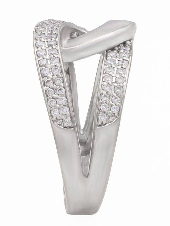 Savvas Design Ring with Diamond made of White gold 18K