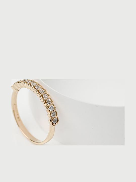 Lunaorocreations Damen Ring Halbe Ewigkeitsringe Zirkon Gelbes Gold 14 Karat