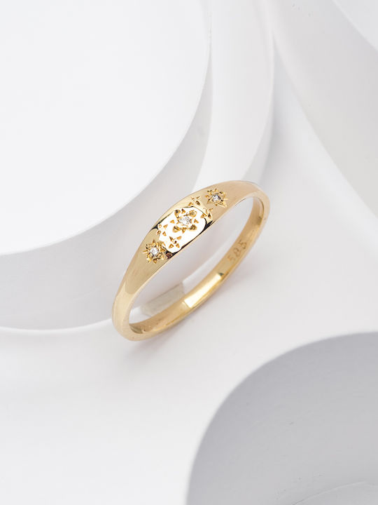 Lunaorocreations Damenring Sterne Zirkon Gelbes Gold