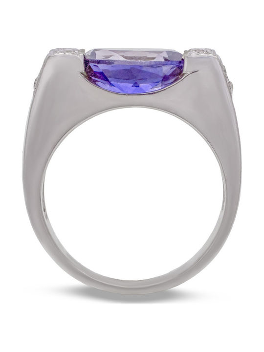 Savvas Design Ring with Diamond made of White gold 14K