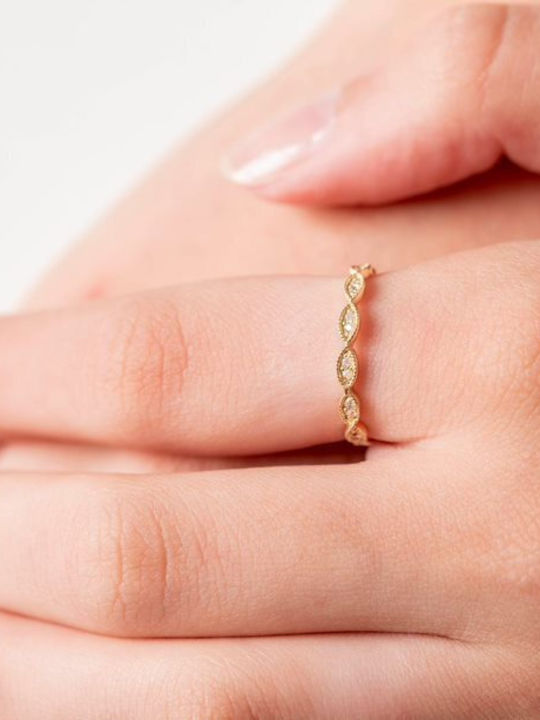 Lunaorocreations Damen Ewigkeitsring Mit Steinen Zirkon Gelbes Gold 14k