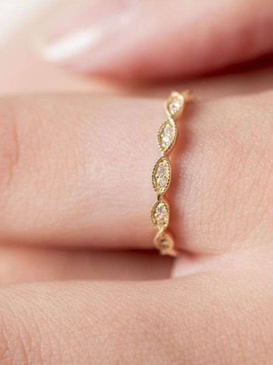 Lunaorocreations Damen Ewigkeitsring Mit Steinen Zirkon Gelbes Gold 14k