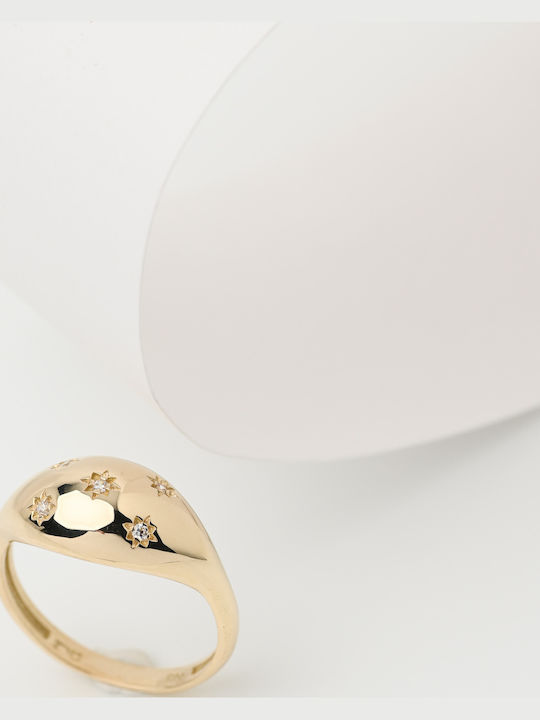 Lunaorocreations Damenring Sterne Zirkon Gelbes Gold