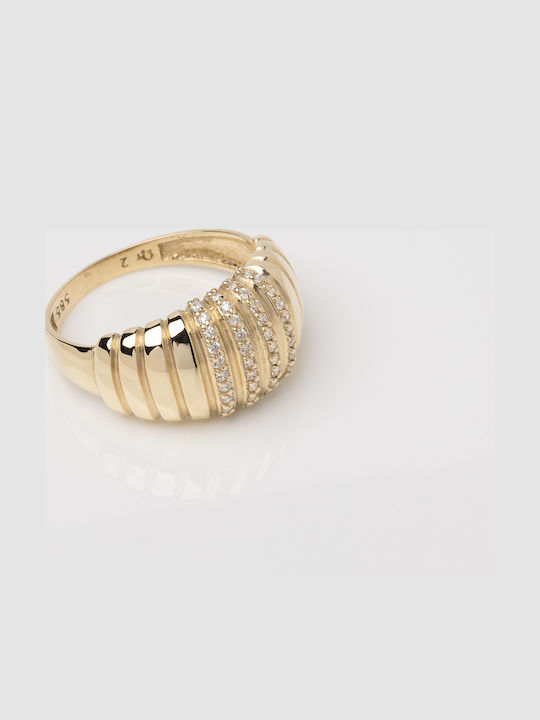 Lunaorocreations Damenring Croissant Zirkon Gelbvergoldet 14K