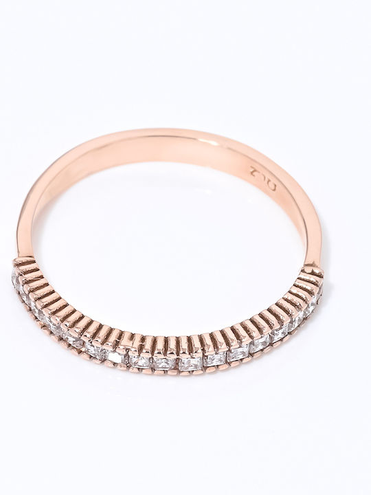 Lunaorocreations Damen Ring Halbe Ewigkeitsringe Mit Steinen Zirkon Gelb Gold 14k
