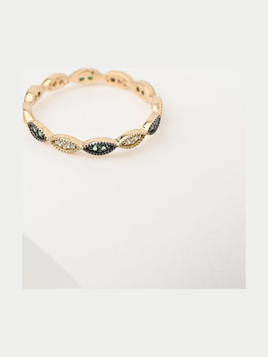 Lunaorocreations Damen Ewigkeitsring Mit Grünen Und Weißen Steinen Zirkon