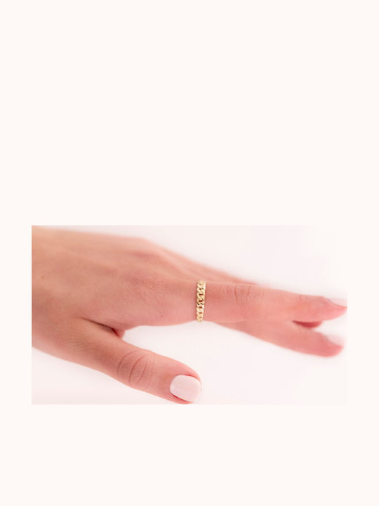 Lunaorocreations Damenring Design Kette Gelb Gold 14k