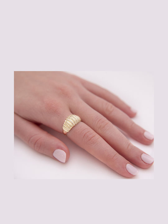 Lunaorocreations Damenring Croissant Zirkon Gelbvergoldet 14K