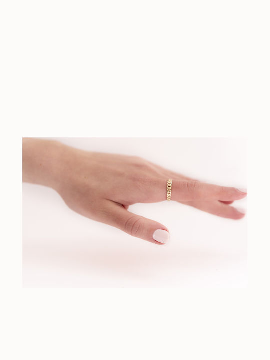 Lunaorocreations Damenring Design Kette Gelb Gold 14k