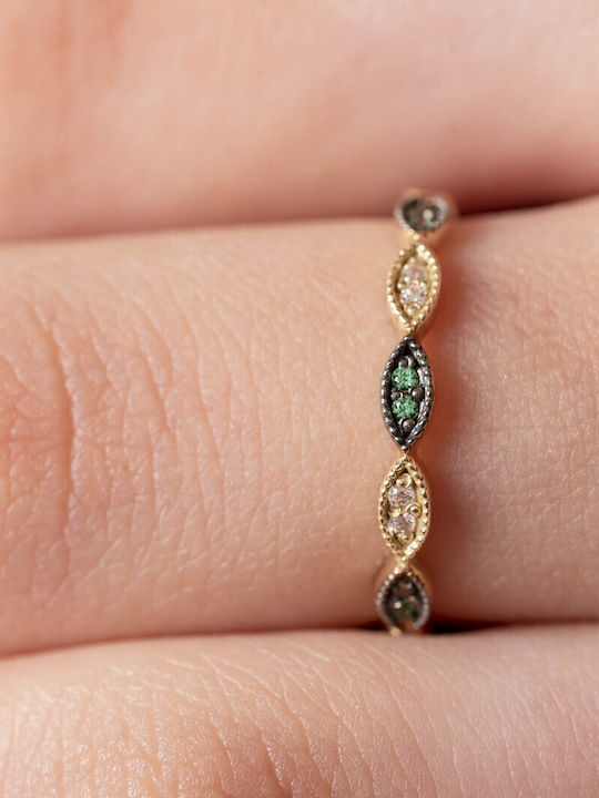 Lunaorocreations Damen Ewigkeitsring Mit Grünen Und Weißen Steinen Zirkon