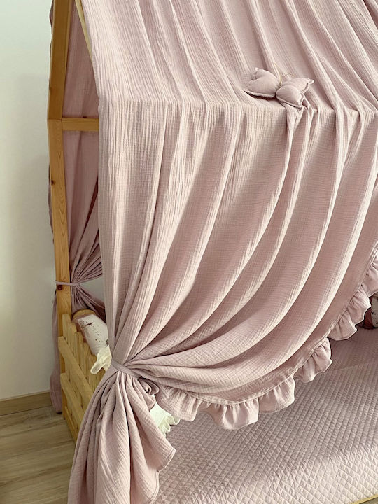 Velvet White Mosquito Net Cradle BC006 Pink