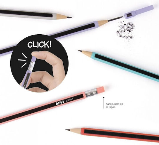 Apli Mechanischer Bleistift 2mm mit Spitzer 25Stück Rosa