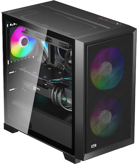 PCCOOLER C3D310 Gaming Mini tower Carcasă Calculator cu Fereastră Laterală și Iluminare ARGB Negru
