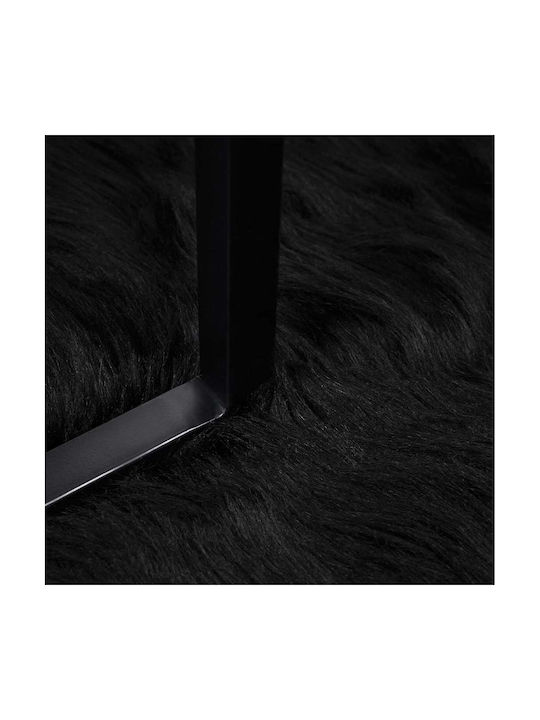 vidaXL Χαλί Τζακιού Δερμάτινο 120x120cm Μαύρο