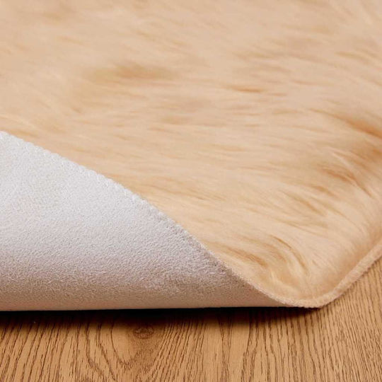 vidaXL Tafalla Rectangular Beige Leather Fireplace Rug 120x120cm