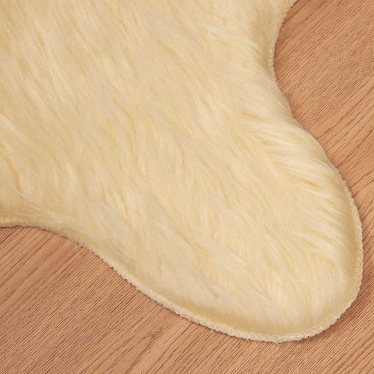 vidaXL Teppich Kamin Rechteckig Leder Cream