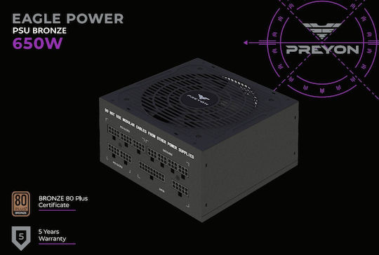 Preyon Eagle Power 650W Μαύρο Τροφοδοτικό Υπολογιστή Full Modular 80 Plus Bronze