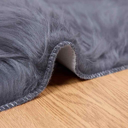 vidaXL Tafalla Kaminteppich Läufer Leder Anthrazit 80x200 cm