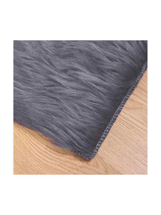 vidaXL Rug Fireplace Rectangular Leather Charcoal