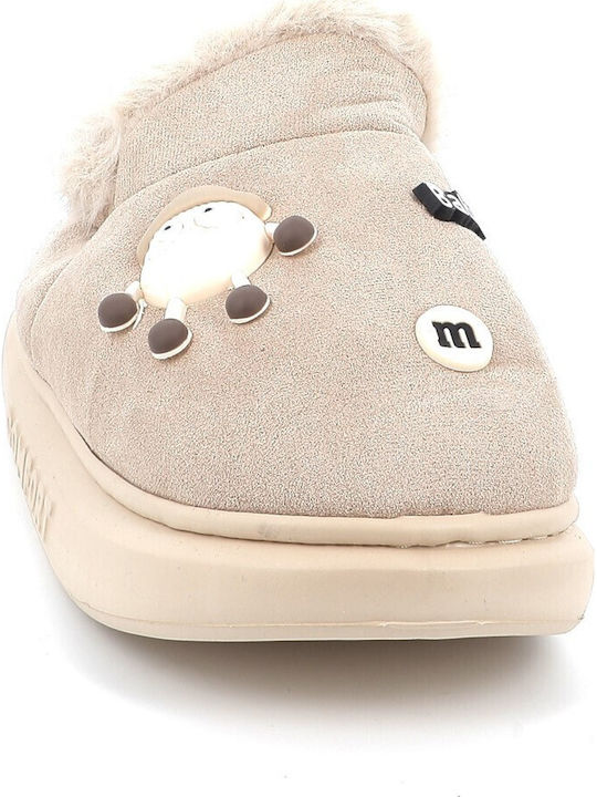 Geschlossene Damen Hausschuhe Beige