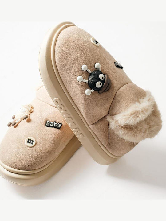 Geschlossene Damen Hausschuhe Beige