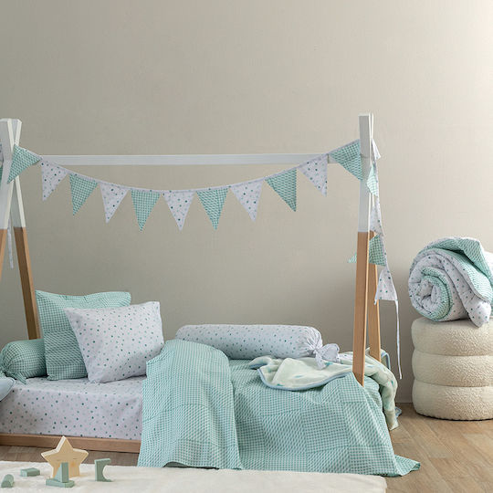 Palamaiki Baby Sheet Crib Cotton Fitted Turquoise 70x140cm