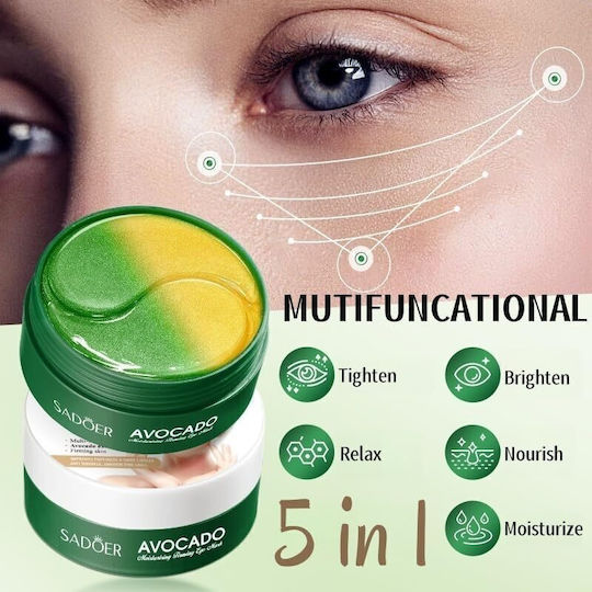 Sadoer Avocado Eye Mask – Hydrating & Firming Eye Patches Avocado Extract 60 Pieces