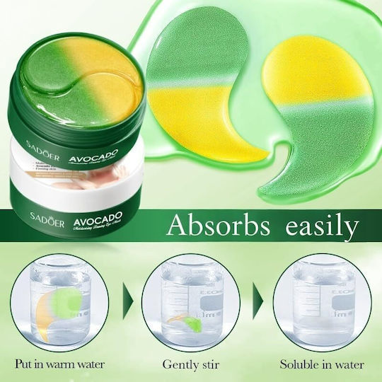 Sadoer Avocado Eye Mask – Hydrating & Firming Eye Patches Avocado Extract 60 Pieces