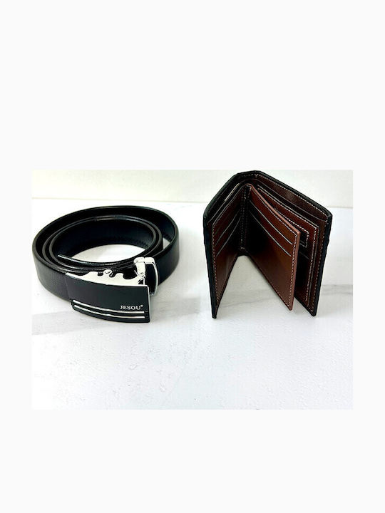 Set Leather Men's Wallet Black