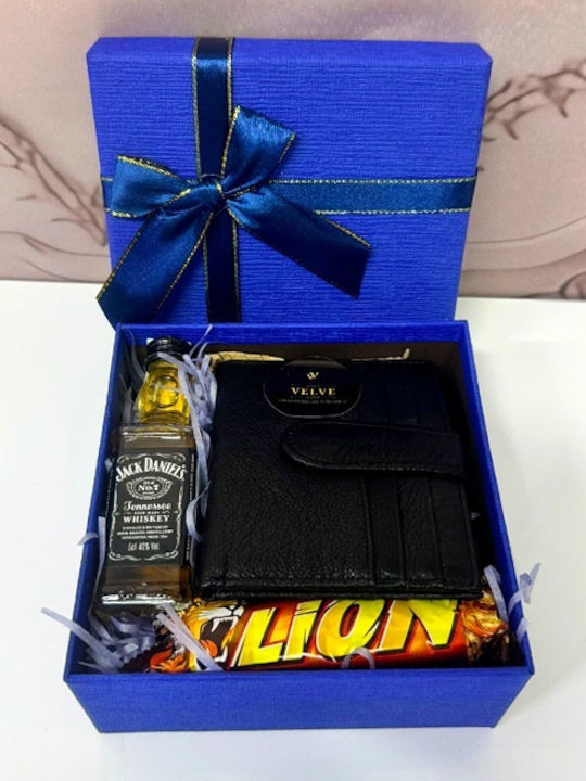 Set Leather Men's Wallet Blue