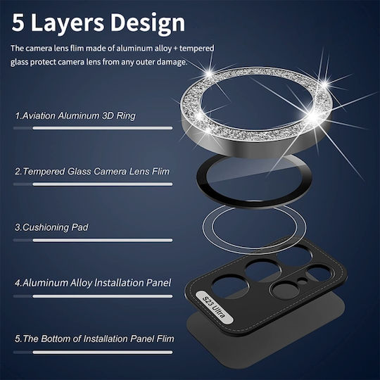 Camera Protection Tempered Glass Black for the Samsung Galaxy S25 Ultra 5G