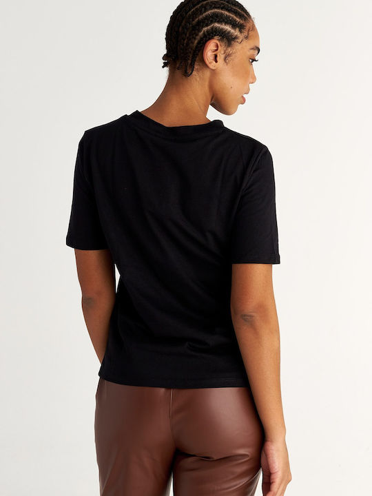 Damen Bluse Baumwolle Kurzärmelig Black