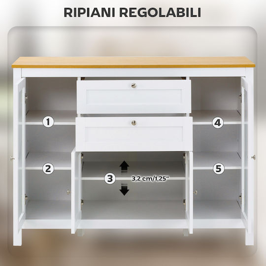 Floor Cabinet Λευκό Και Δρυς 120x40x90cm