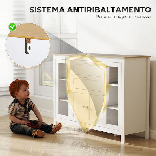Floor Cabinet Λευκό Και Δρυς 120x40x90cm