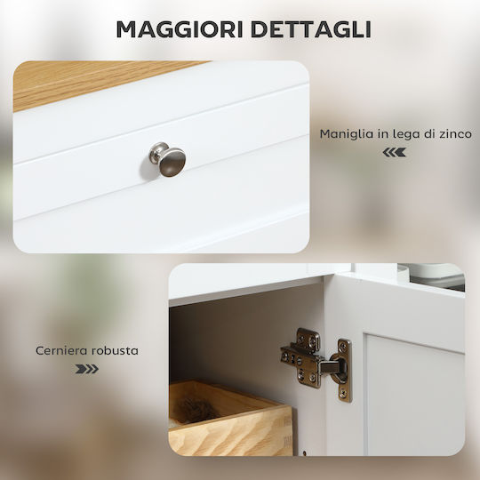 Floor Cabinet Λευκό Και Δρυς 120x40x90cm