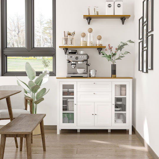 Floor Cabinet Λευκό Και Δρυς 120x40x90cm