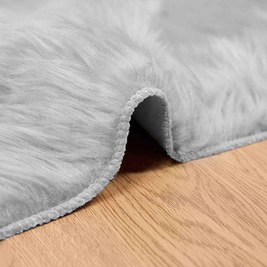 vidaXL Teppich Kamin Rechteckig Leder Gray